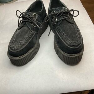 T.U.K Black Suede Creeper Oxfords